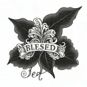 the word "blessed" tattoo design idea
