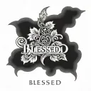 the word "blessed" tattoo design idea