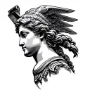 nike goddess of victory head profile black and gray tattoo design idea