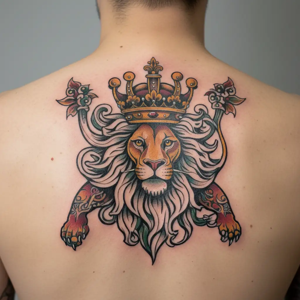 Czech lion and crown tattoo design idea