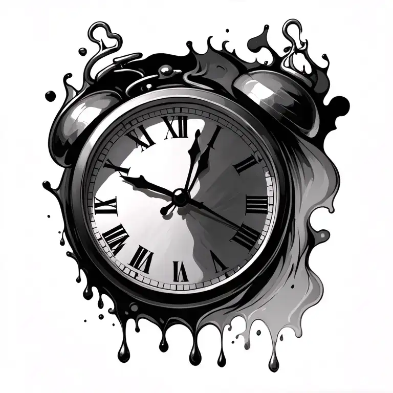 melting clock tattoo design idea
