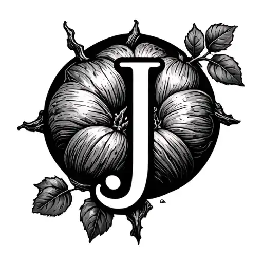 Walnut tree, letter J carved in the middle tattoo design idea