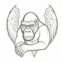 gorilla with angel wings and halo tattoo design idea