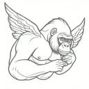 gorilla with angel wings and halo tattoo design idea