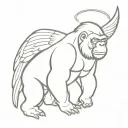 gorilla with angel wings and halo tattoo design idea