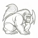 gorilla with angel wings and halo tattoo design idea