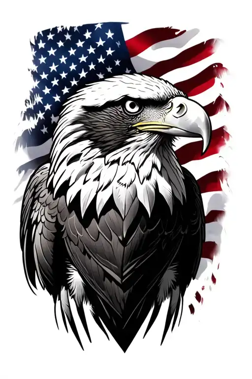 eagle and American flag morphing tattoo design idea