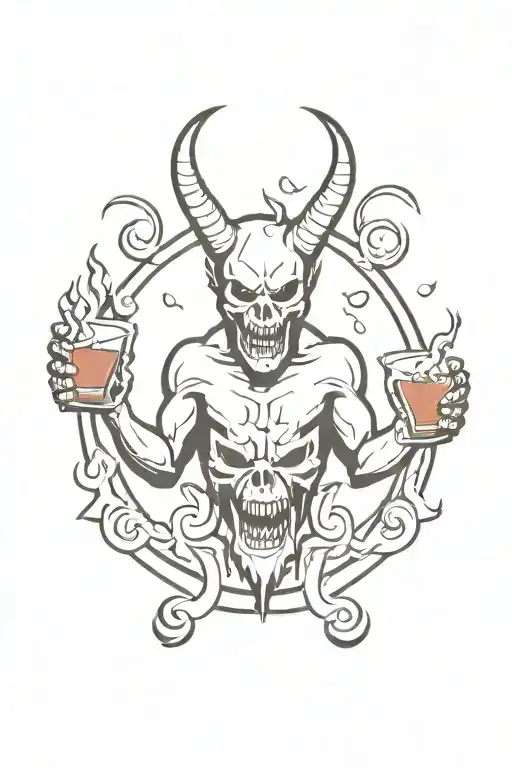satan hell alcohol tattoo design idea