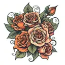 A neotraditional tattoo design featuring a bouquet of roses intertwined with the numbers 999 tattoo design idea