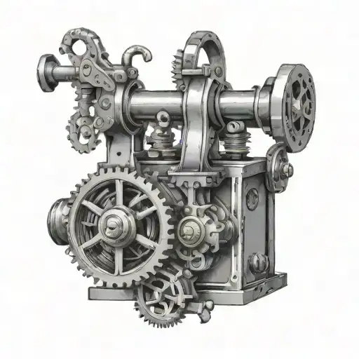 meat grinder with intricate gears tattoo design idea