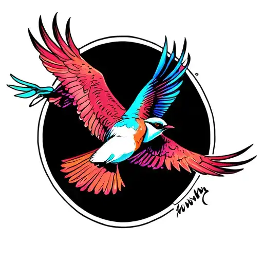 chromosome and bird flying tattoo design idea