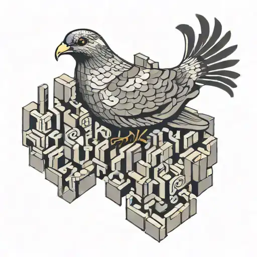bricks with bold print word Solid Geometric Golden Dove tattoo design idea