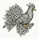 bricks with bold print word Solid Geometric Golden Dove tattoo design idea