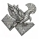 bricks with bold print word Solid Geometric Golden Dove tattoo design idea