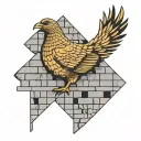 bricks with bold print word Solid Geometric Golden Dove tattoo design idea