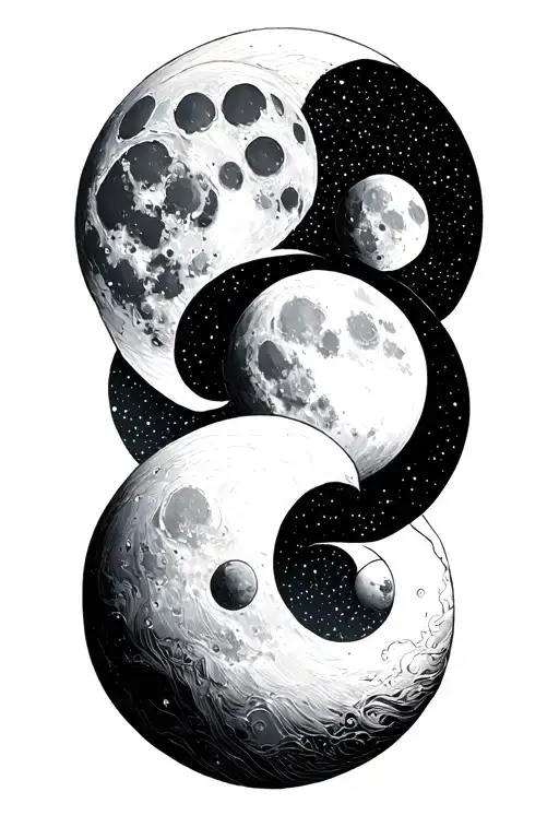 waning gibbous moon phase tattoo design idea