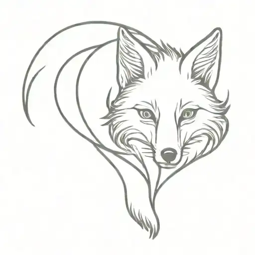 nine tailed red fox tattoo design idea