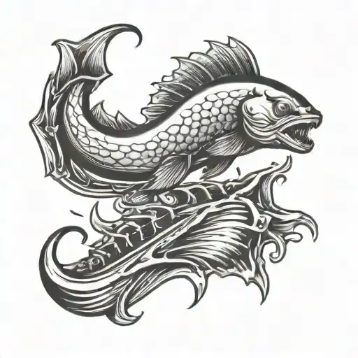Atlanta cascade skate ring with catfish swimming tattoo design idea