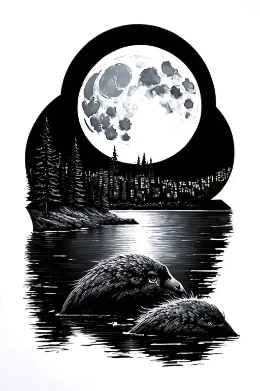 full moon in Vancouver tattoo design idea