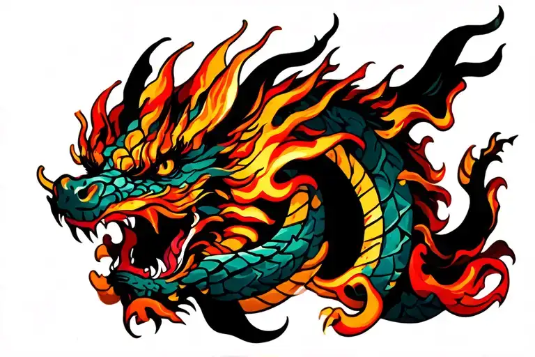 Fire dragon wrapped tattoo design idea