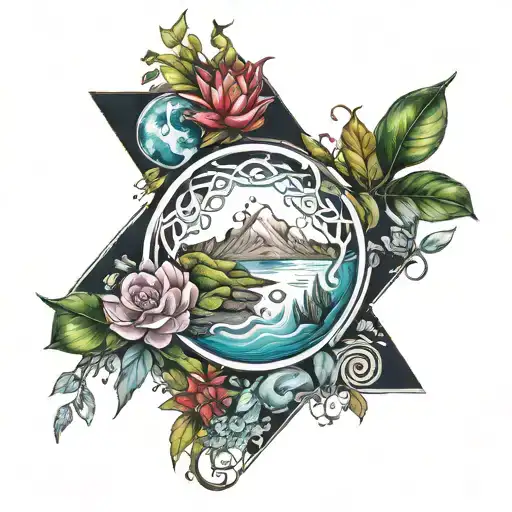 tattoo with the four elements of nature tattoo design idea