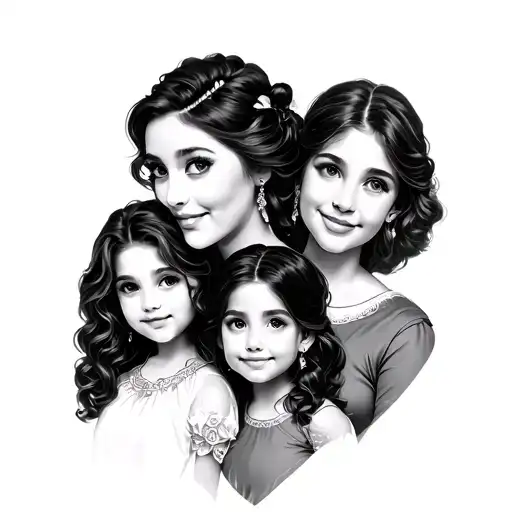 Aunt And Three Niece tattoo design idea