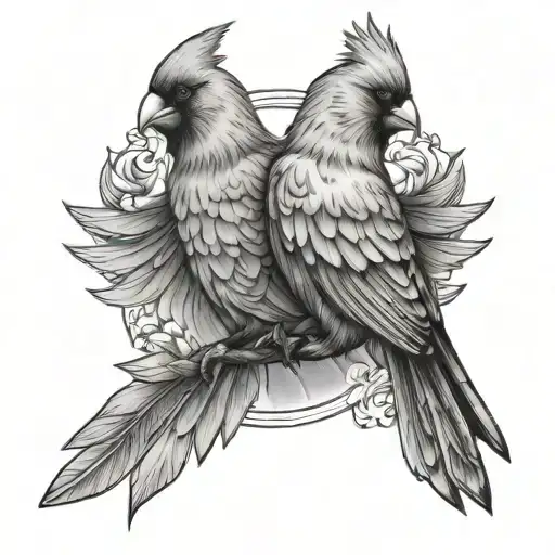 Cardinal with angel wings tattoo design idea