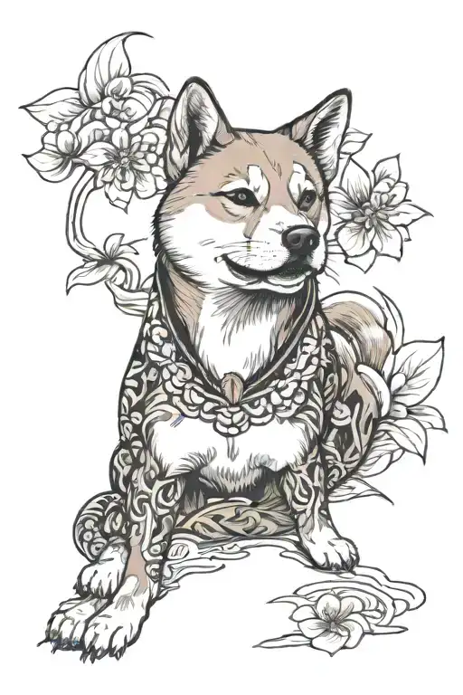 Shiba inu no clothes with mangos tattoo design idea