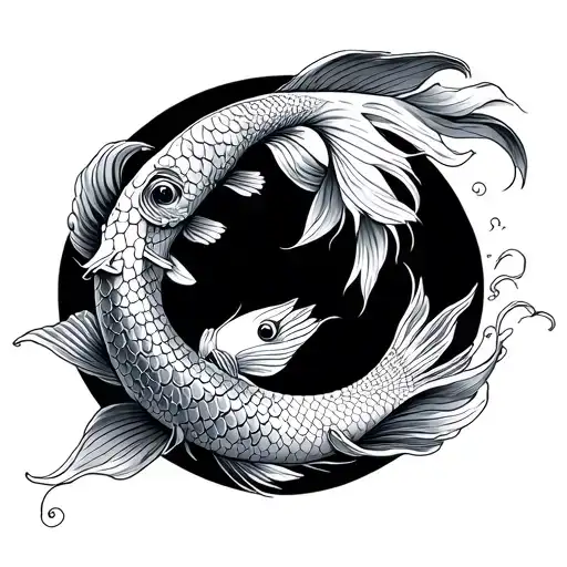 Japanese waves + tori + koi carp tattoo design idea