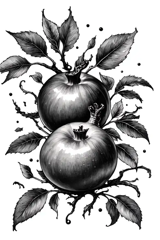 needle and thread with pomegranates tattoo design idea