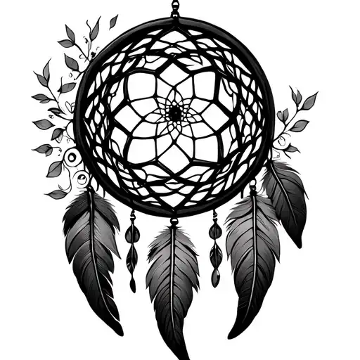 dream catcher entangled tattoo design idea