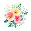 birth month flowers intertwined three October three November one June one September tattoo design idea