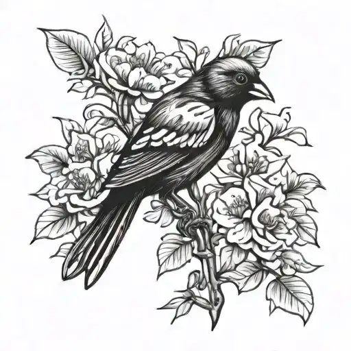 canary bird tattoo design idea