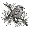 canary bird tattoo design idea