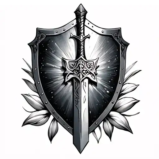 Can you create an image of hylian shield with the master sword. Can you add tulips around it. It's a tattoo for the fore tattoo design idea