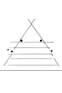 delicate line work, triangle, three dots, lines tattoo design idea