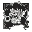 A baby dragon wrapped around a KyranJay logo tattoo design idea