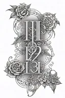 1,10,11,20 in roman numerals on top of psalms 23 4 tattoo design idea