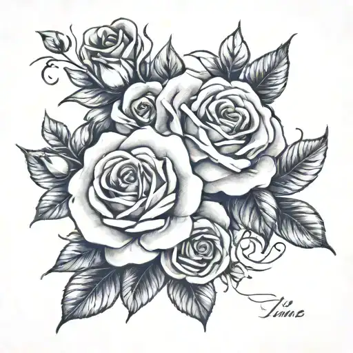 "one day at a time" write this with roses intertwined tattoo design idea