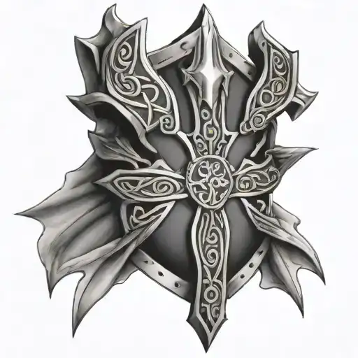 Celtic armour with a cross tattoo design idea