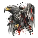 eagle with spread wings with a snake in its beak symbolizing tattoo design idea