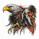 eagle with spread wings with a snake in its beak symbolizing tattoo design idea