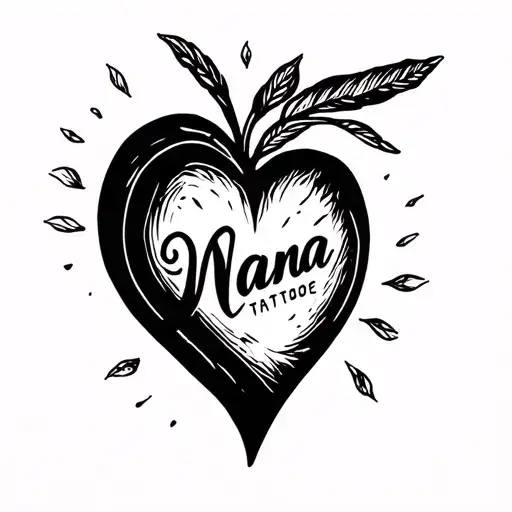 very small minimalist Tattoo that says nana inside a heart for men tattoo design idea