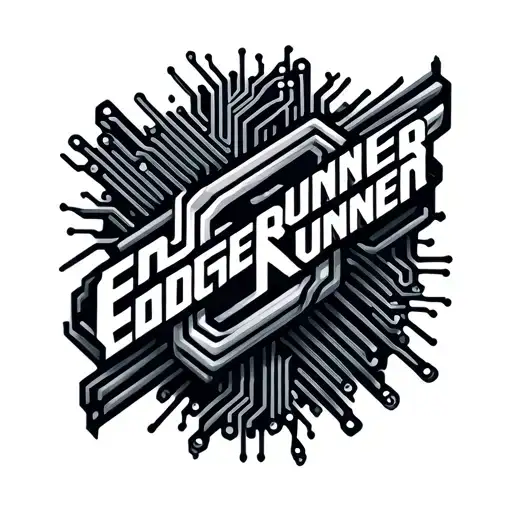 edgerunner logo tattoo with circuit board design tattoo design idea
