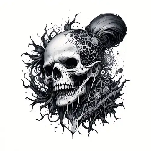 cybersiglism rotting blackwork tattoo design idea