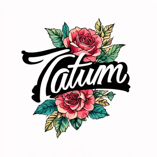 "Tatum Olivia" cursive writing tattoo design idea