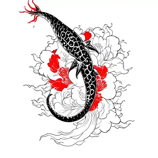 electric eel red and black background tattoo design idea