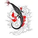 electric eel red and black background tattoo design idea