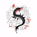 electric eel red and black background tattoo design idea