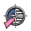 compass American flag breast cancer ribbon tattoo design idea